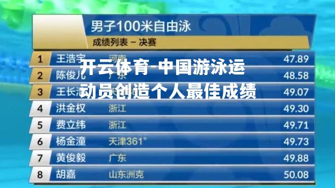 开云体育-中国游泳运动员创造个人最佳成绩